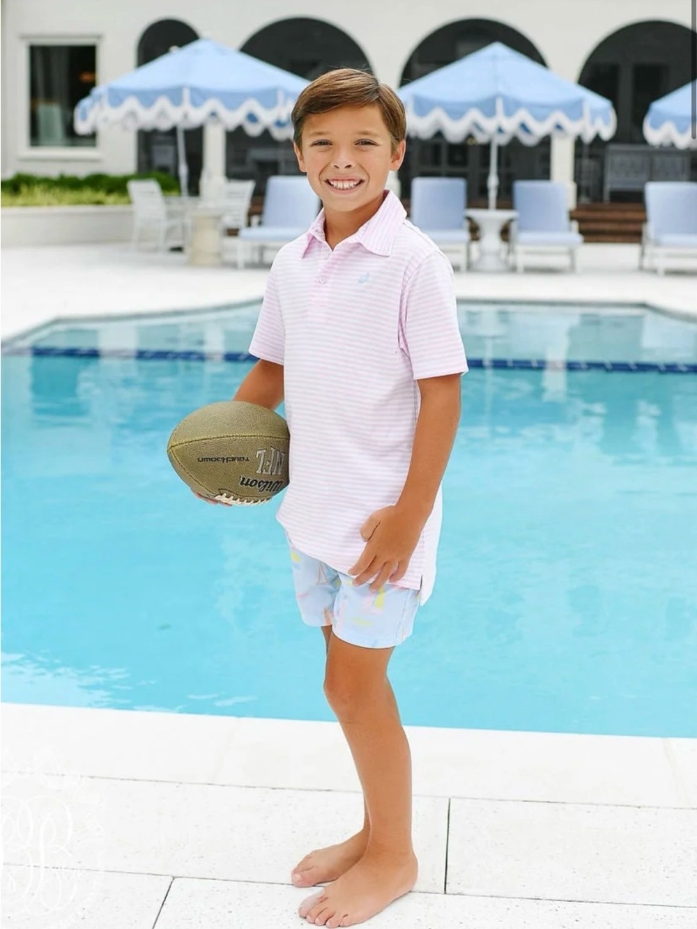 NWT TBBC Prim & Proper Polo - Palm Beach Pink Stripe Size 5